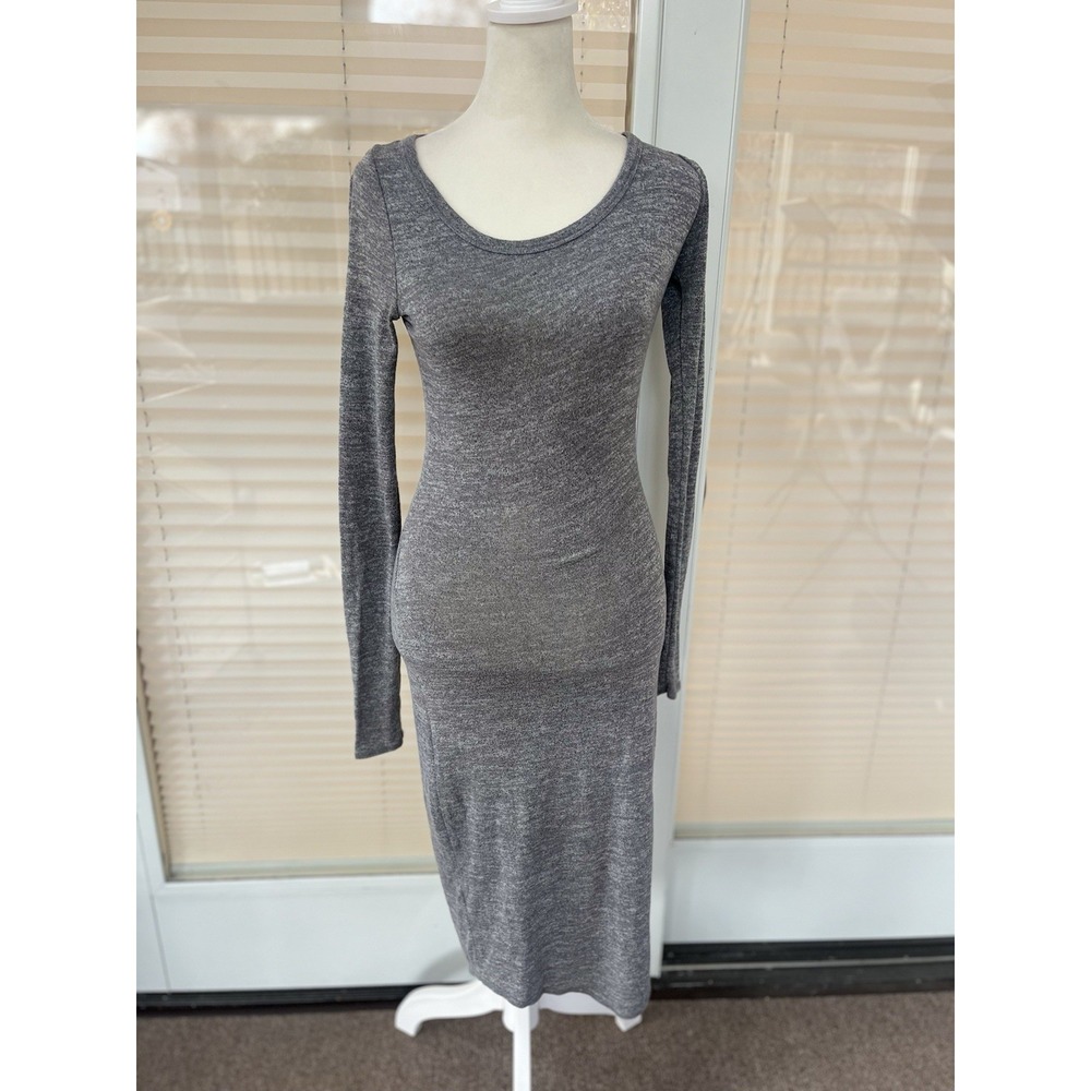 Aritzia Wilfred Free Womens Dress Long‎ Sleeve Knit Midi sz XS Gray Heathered